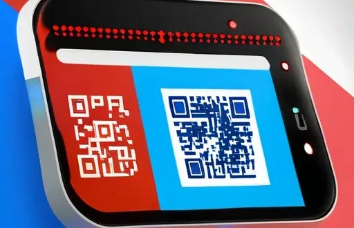 Смартфон сканирует QR код, на экране появляется предупреждение о возможной угрозе
