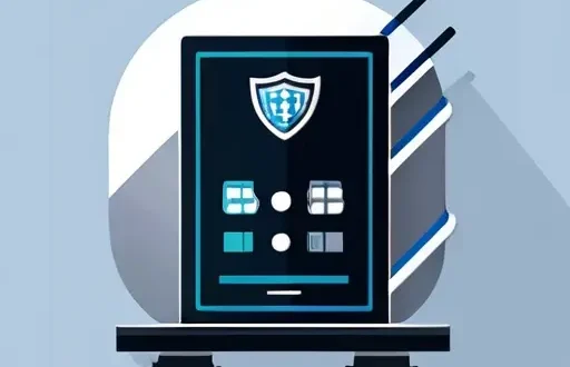 Иллюстрация защиты расчётного счёта с щитом и символами шифрования